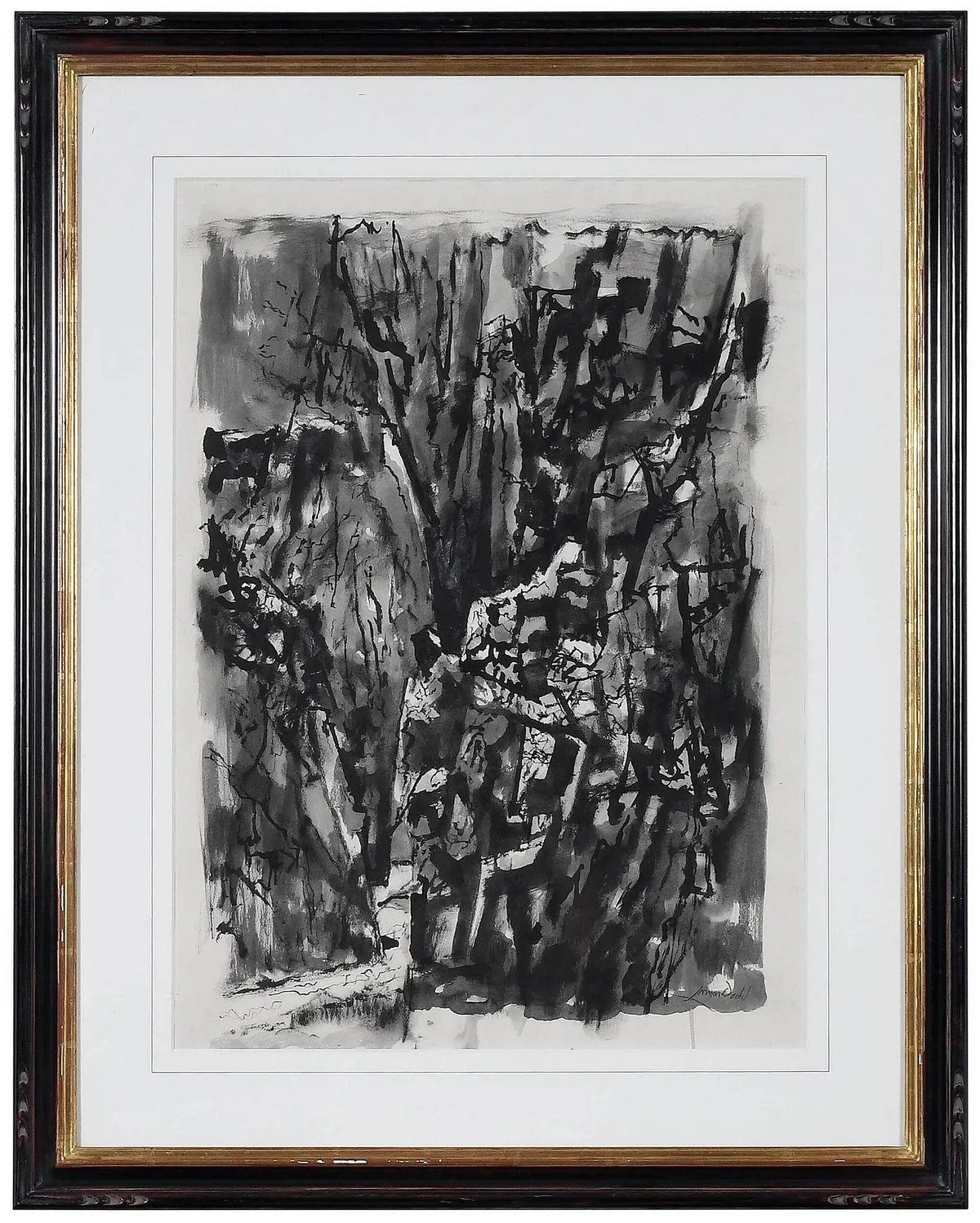 Black Canyon by Lamar Dodd, ink on paper, sold Oct 2022