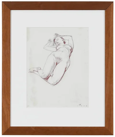Ben Long, Figure Study C, 1992, graphite and sepia chalk on cream paper