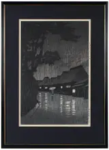 Kawase Hasui, Rainy Night at Maekawa