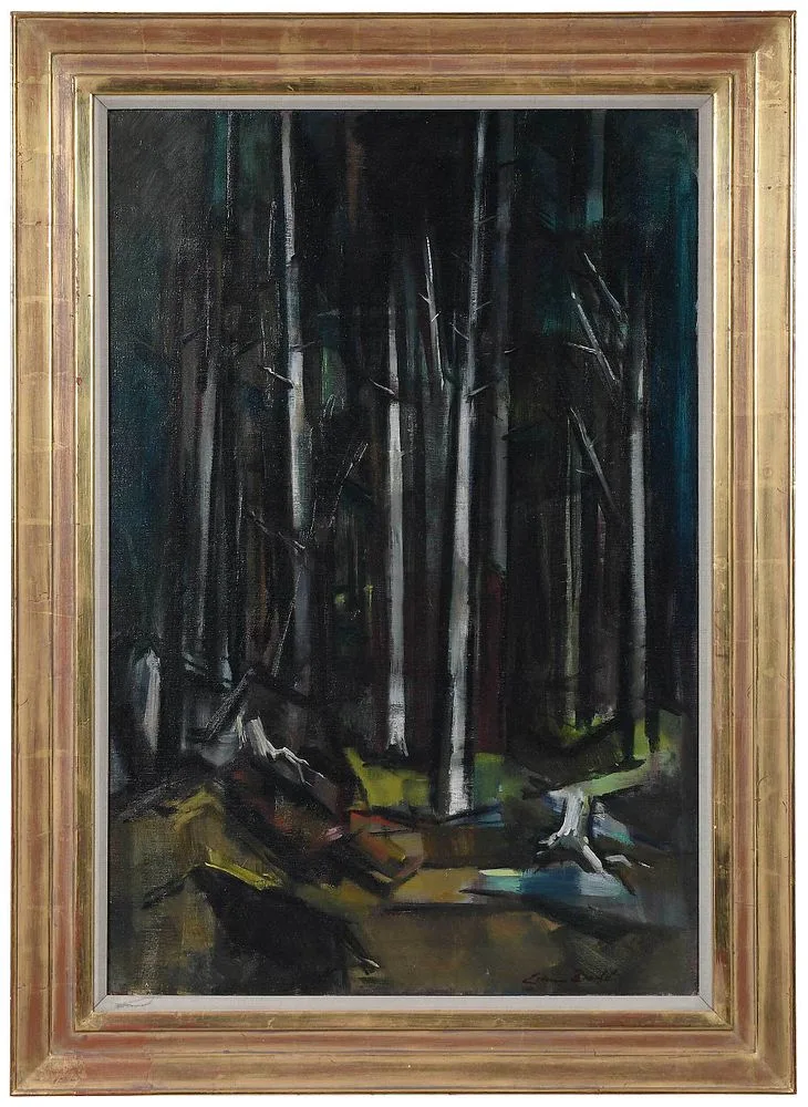 In the Forest by Lamar Dodd, circa 1950, oil on canvas, sold Apr 2022