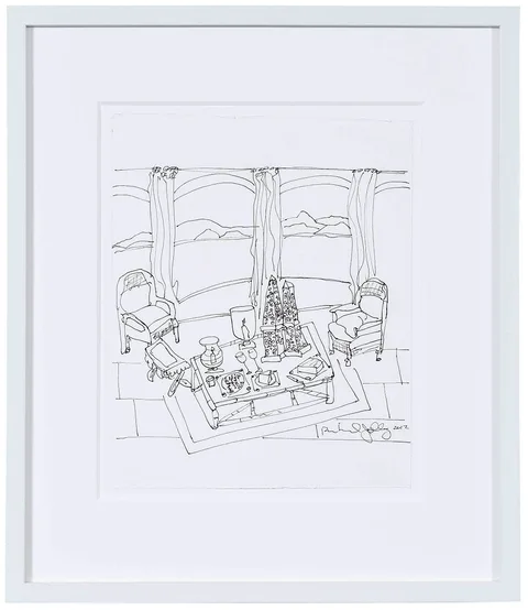 Interior by Richard Jolley, 2012, ink on paper, offered Apr 2022