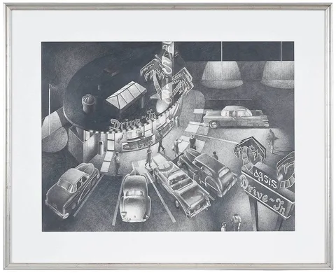 Kank Lok Chung, Oasis Drive In, not apparently signed, pencil on paper