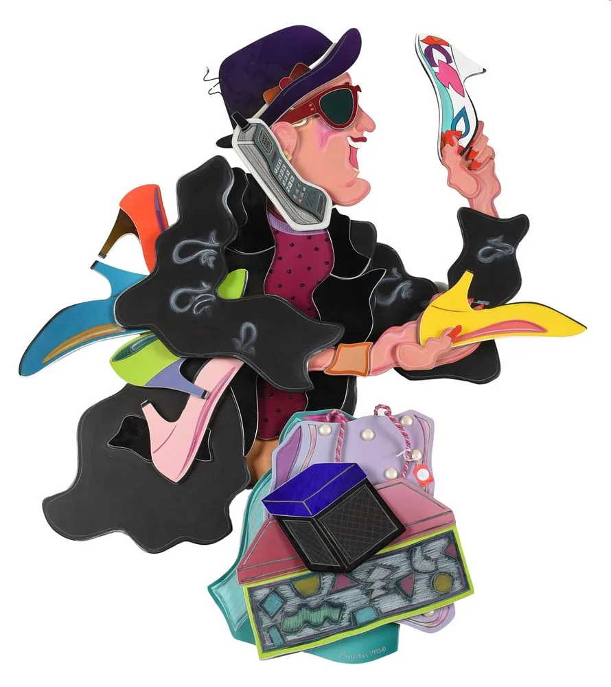 Ricky Bernstein, The Shopper, 1993, mixed media construction on Vitrolite glass