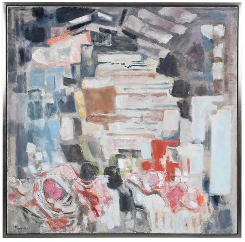 Les halles de Paris by Alexandre Garbell, 1961, oil on canvas, sold Nov 2021
