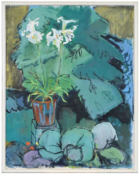 Aage Schad, Still Life of Lilies, 1961, oil on canvas
