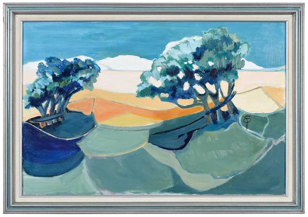 Blue Landscape by Sue Painter, oil on canvas, sold Nov 2021