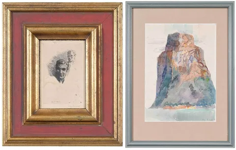 Aage Schad, Two works: Self Portrait, 1925, etching