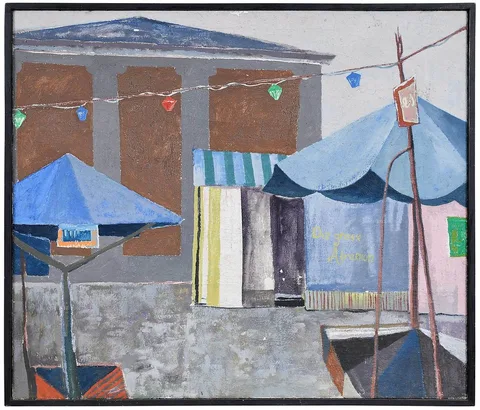 Eberhard Schlotter, Fair Scene, oil on burlap
