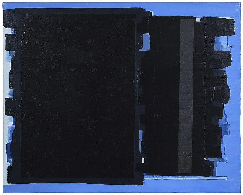 Donald Keith Sultan, Untitled, blue and black abstract composition, oil on canvas