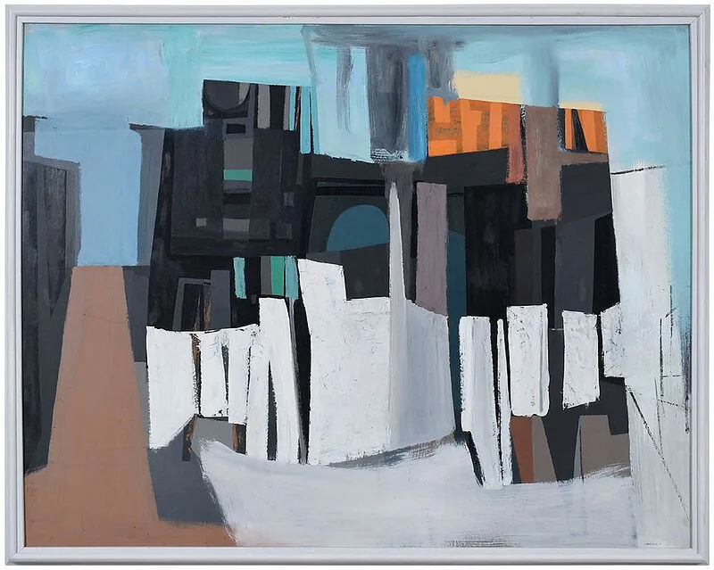 Joe H. Cox, Abstract Landscape, 1960, oil on board