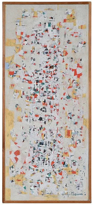 Howard Thomas, Yellow and Red in White, 1966, polymer on panel