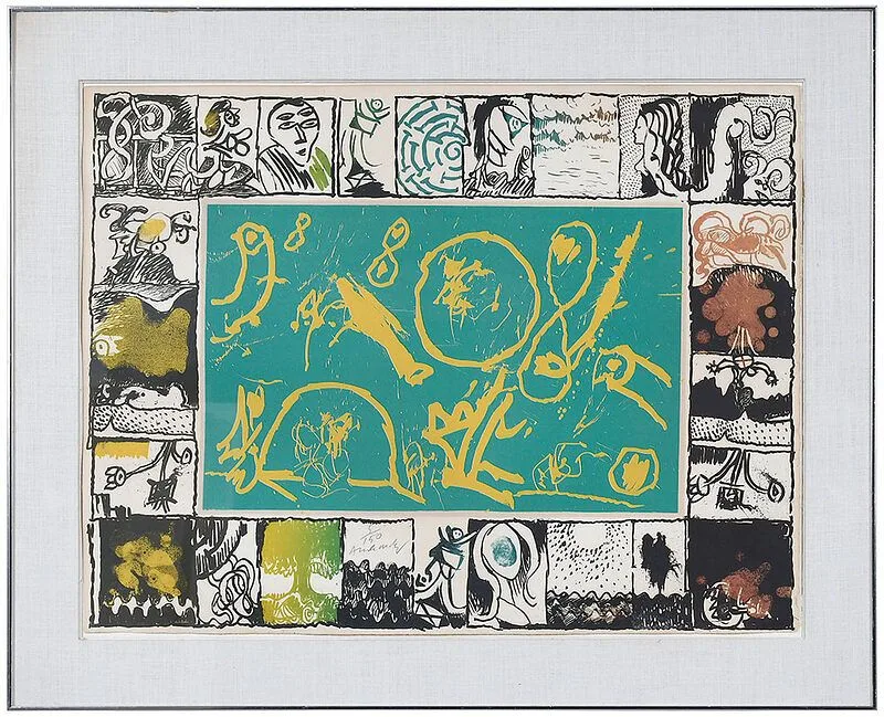 Illusion d'optique by Pierre Alechinsky, 1967, color lithograph, sold Jun 2021