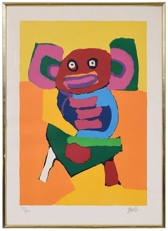 Abstract Figure by Karel Appel, 1971, lithograph, sold Jun 2021