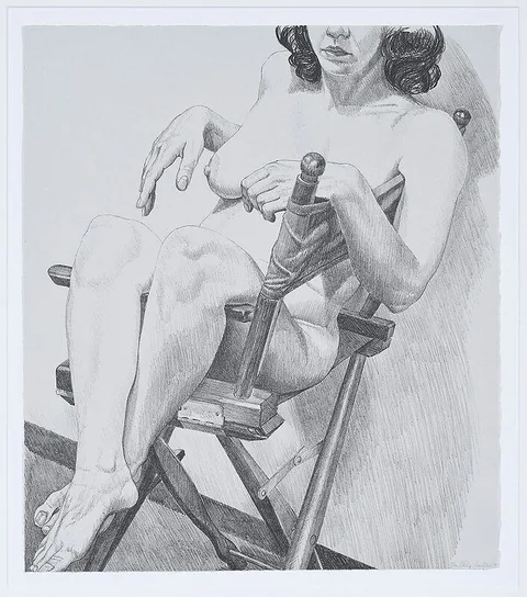Nude on a Director's Chair by Philip Pearlstein, 1978, lithograph on Arches, sold Jun 2021