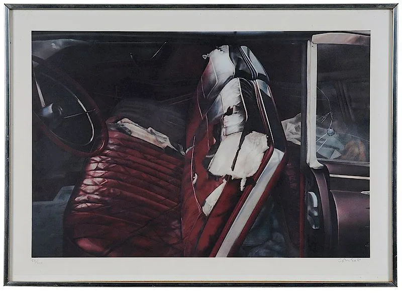 Car Interior by John Salt, lithograph on paper, sold Nov 2018