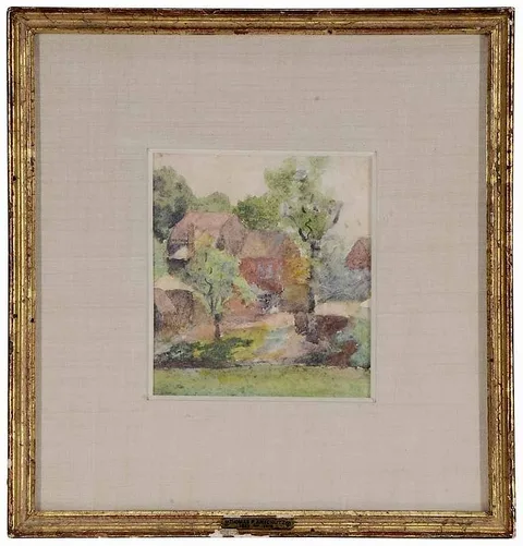 Thomas Pollock Anshutz, Landscape with Houses (recto) Landscape with House (verso), watercolor on paper