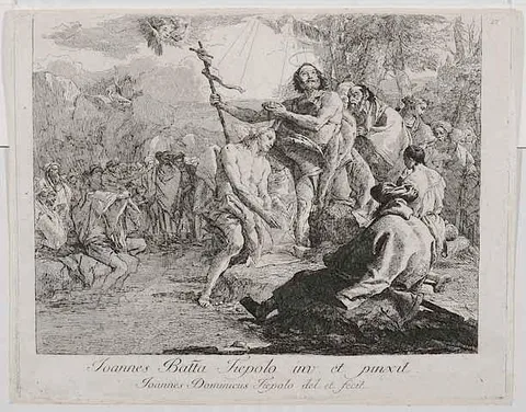 The Baptism of Christ (R. 109), III/III by Giovanni Domenico Tiepolo, circa 1756, etching on laid paper, offered Oct 2016