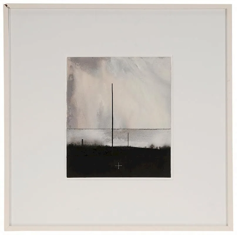 Zenith by Dozier Bell, 1989, gouache on paper with collage on paper, sold Sep 2016