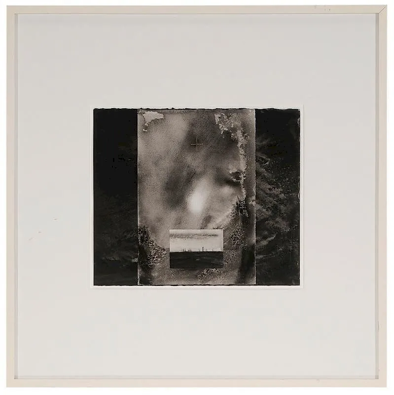 Trace by Dozier Bell, 1989, gouache on paper with collage on paper, sold Sep 2016