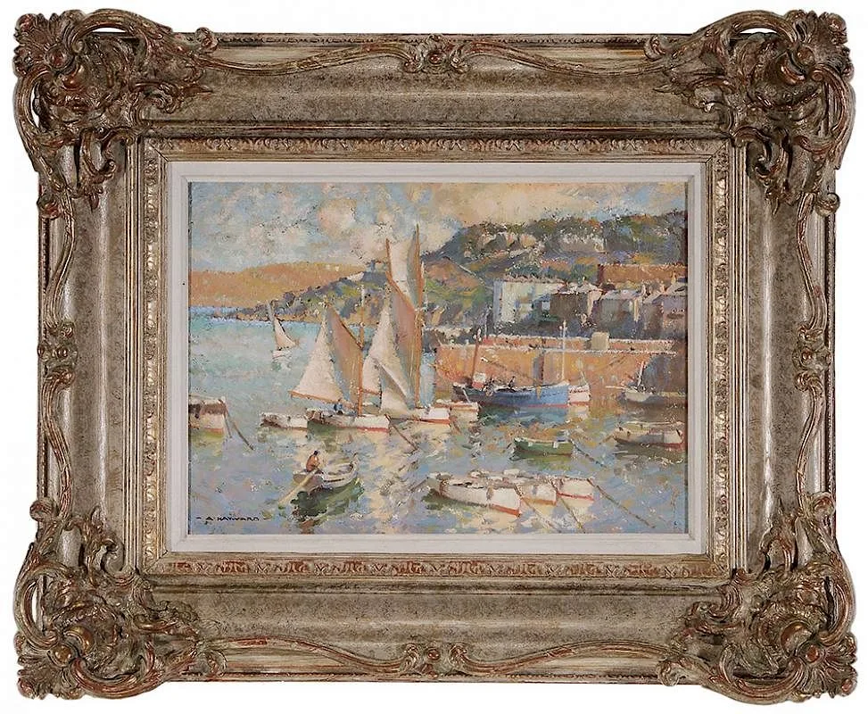 Arthur Hayward, Porthminster Point, St. Ives, Cornwall, oil on paper board