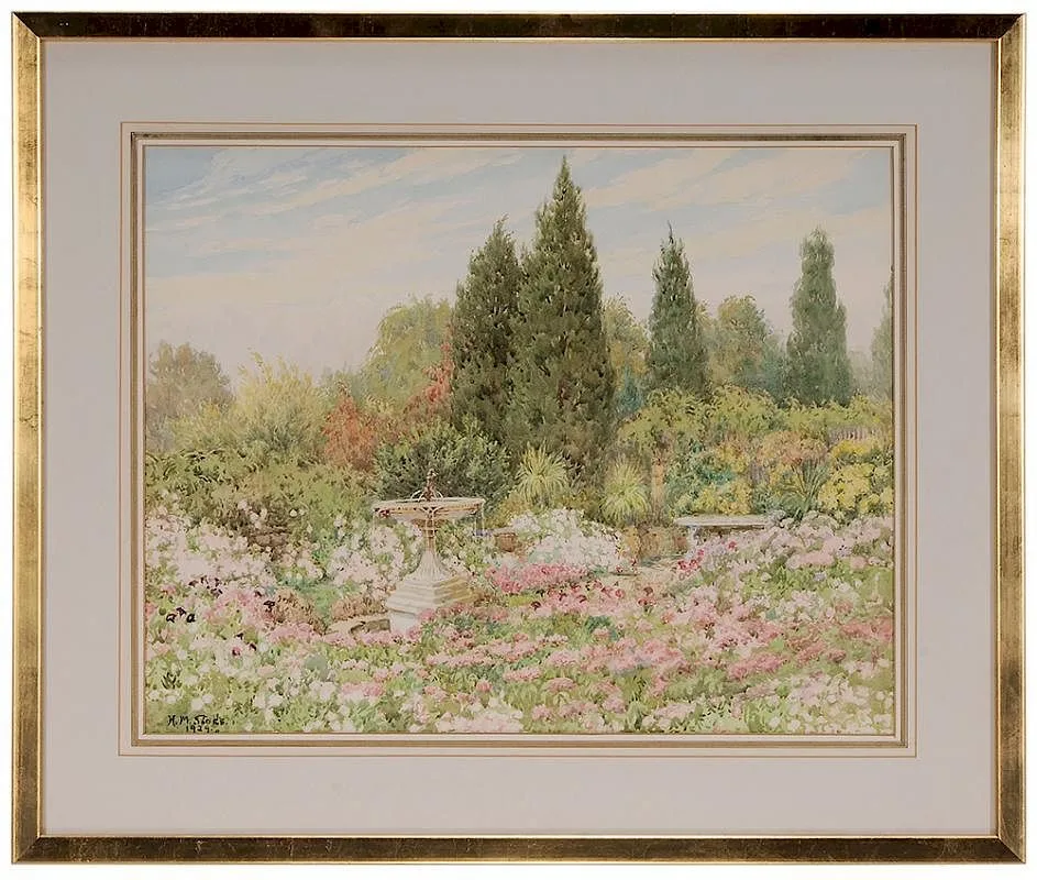 Formal Garden by Hilda Mary Sides, watercolor on paper, sold Sep 2016