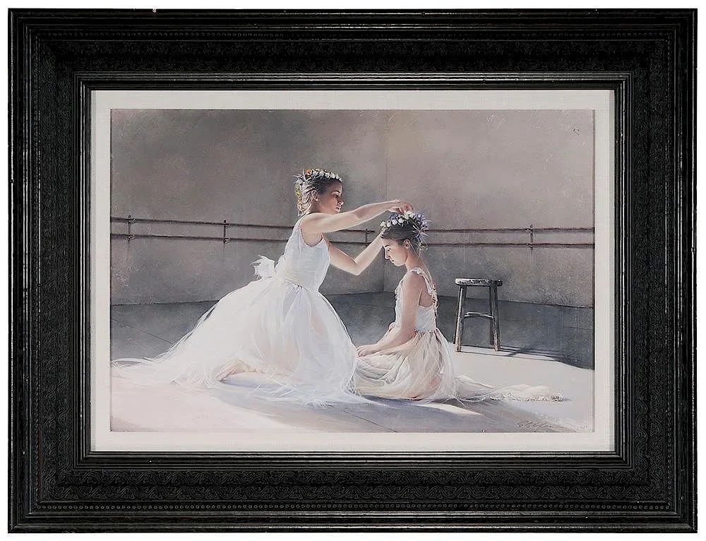 Madeline and Lily by Stephen Scott Young, 2005, drybrush with watercolor on paper, sold Sep 2016