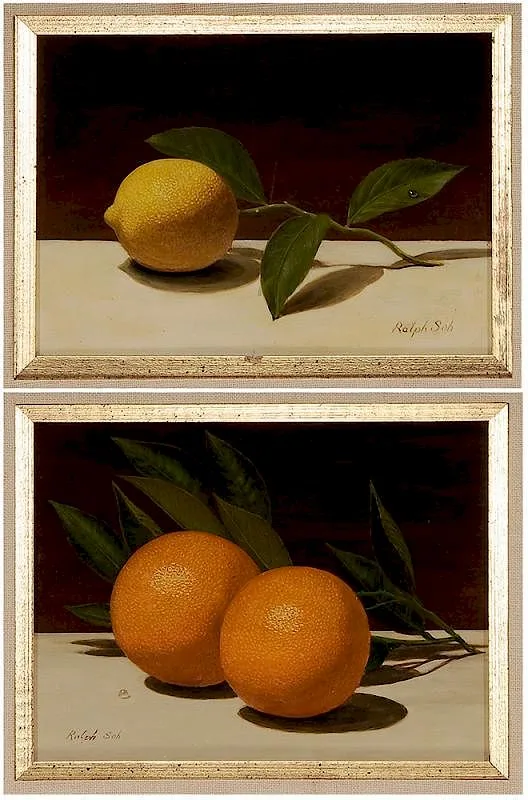 Two still lifes: Oranges, Lemon, both signed "Ralph Soh by Ralph Soh, oil on Masonite, sold Sep 2016