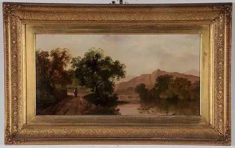 Thomas Stanley Barber, Figure on a Track by a River, indicated on frame plate "Path by the River, T. Barber", apparently, oil on canvas
