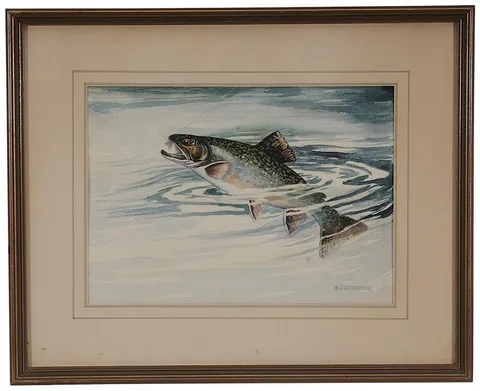 William J. Schaldach, Ready for the Net (Brook Trout), watercolor on paper