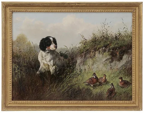 Arthur Fitzwilliam Tait, Quail and Setter, 1876, oil on canvas