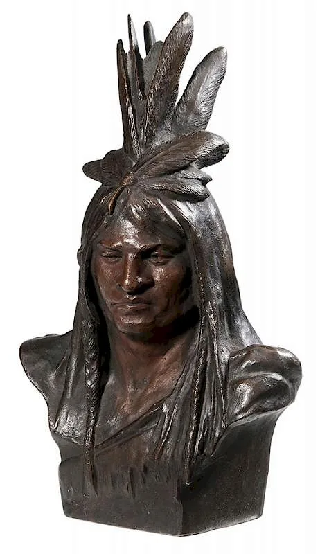 Théodore Baur, Chief Crazy Horse, patinated bronze
