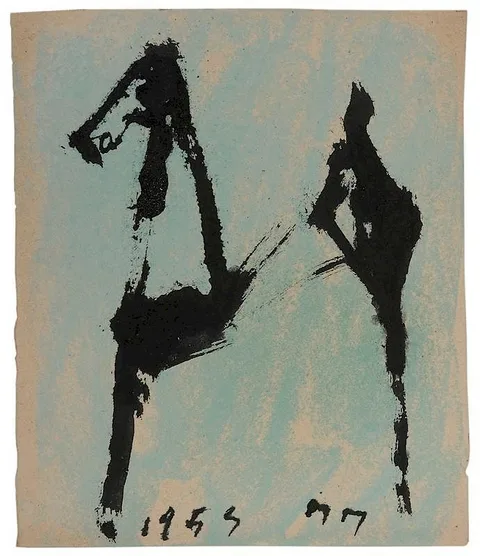 [Cavallo e Cavaliere] by Marino Marini, 1955, ink and tempera on paper, sold Sep 2015