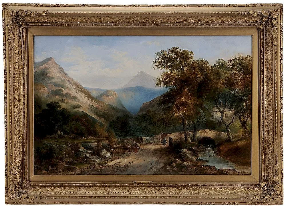 George Cole, Gossip By the Wayside, oil on canvas