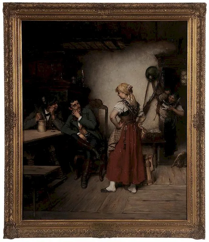 Edmond Herger, The Flirtation, 1887, oil on canvas