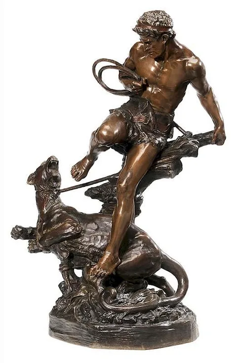 Edouard Drouot, [Le Captur de fauve], patinated bronze