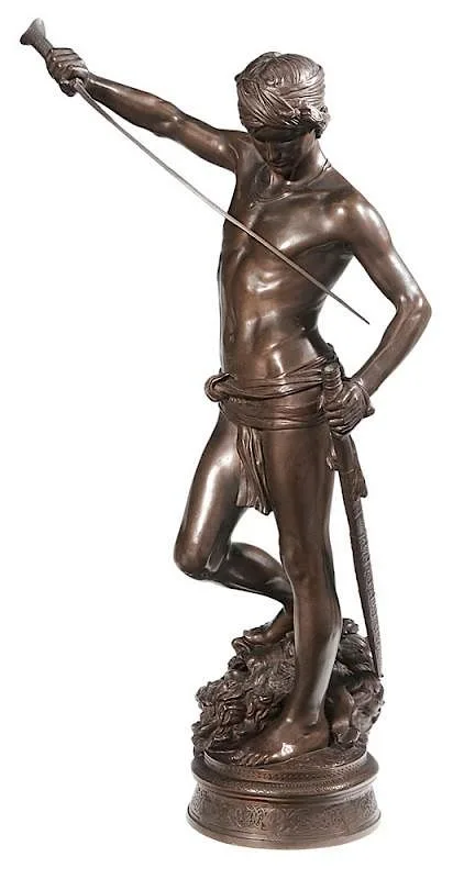 [David Vainqueur] by Antonin Mercié, patinated bronze, sold Sep 2015