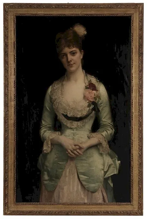 Alexandre Cabanel, Portrait of Miss Matthews, in Green Silk Satin and Lace Gown, 1880, oil on canvas