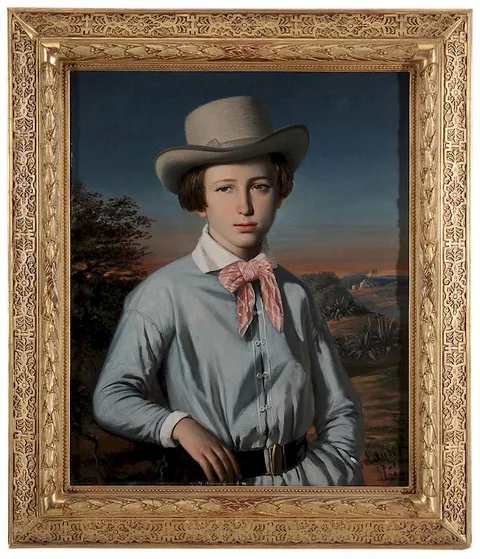 Emmanuel Joseph Lauret, Young Boy Standing in an Algerian Landscape, oil on canvas