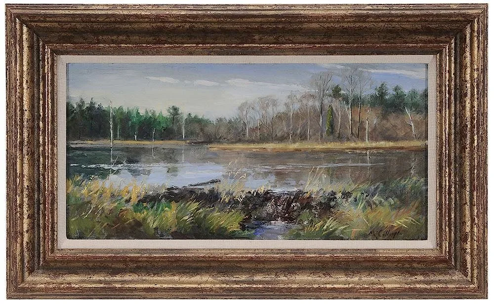 Beaver Pond by William W. McCullough, oil on masonite, sold Sep 2015