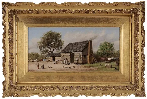 William Aiken Walker, Cabin Scene in Florida, oil on artist board