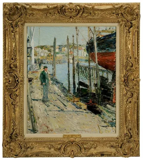 Childe Hassam, Walking on the Pier, Gloucester Harbor, 1895, oil on canvas