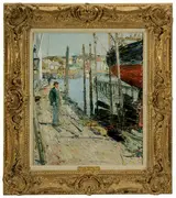 Childe Hassam, Walking on the Pier, Gloucester Harbor
