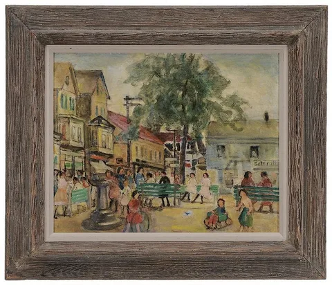 Nancy Maybin Ferguson, They Meet Their Friends, oil on board