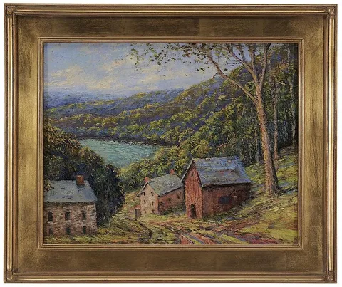 Jim Lukens, Spring Landscape with Farm, oil on canvas