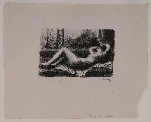 Pierre-Auguste Renoir, [Odalisque], circa 1904, lithograph in black ink on fibrous laid paper