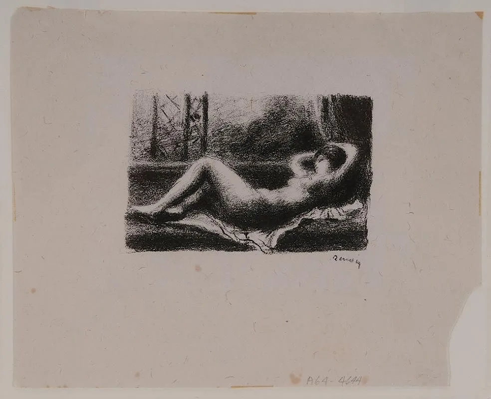 [Odalisque] by Pierre-Auguste Renoir, circa 1904, lithograph in black ink on fibrous laid paper, sold Jul 2015