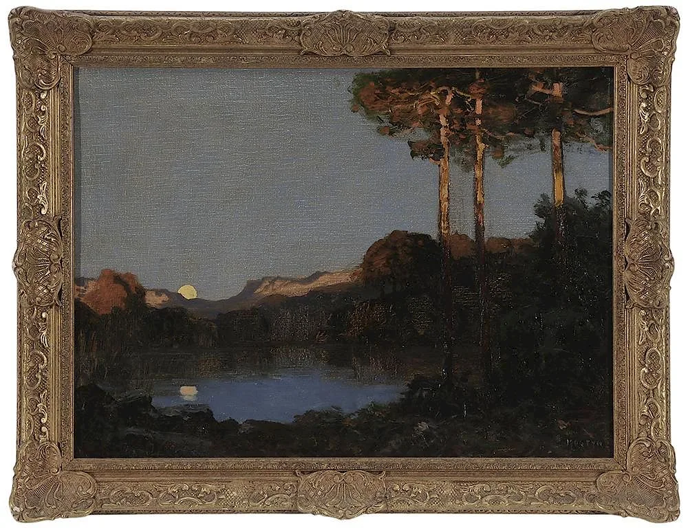 Thomas Mostyn, A Moonrise, oil on canvas