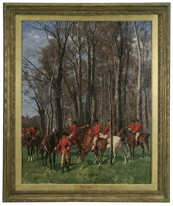 Franz Amling, Hunting Party at the Edge of a Clearing, 1892, oil on canvas