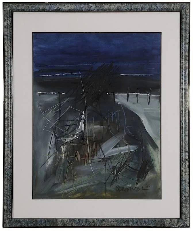 Abstract Landscape by Fred Schimmel, 1990, mixed media on paper, sold Jul 2015