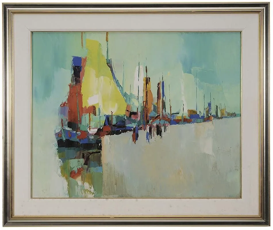 Green Harbor by Nicola Simbari, 1963, oil on canvas, sold Jul 2015